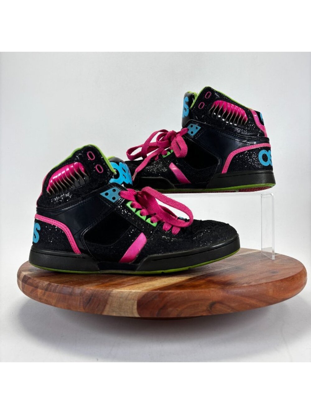 Osiris NYC 83 Womens Size 9 High-Top Sneakers Vintage Black Pink Green Shoes